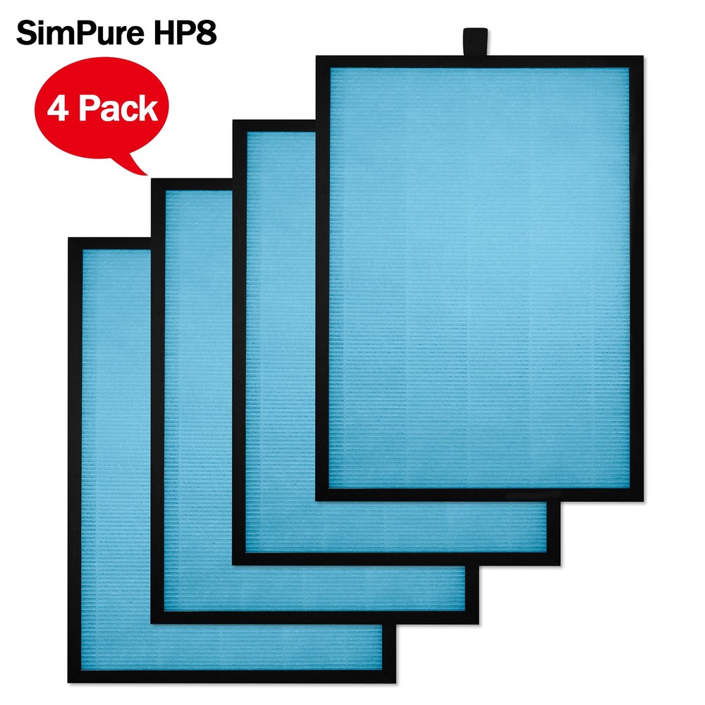 Replacement Filter for SimPure HP8 Air Purifier 4-Pack H13 HEPA Activated Carbon