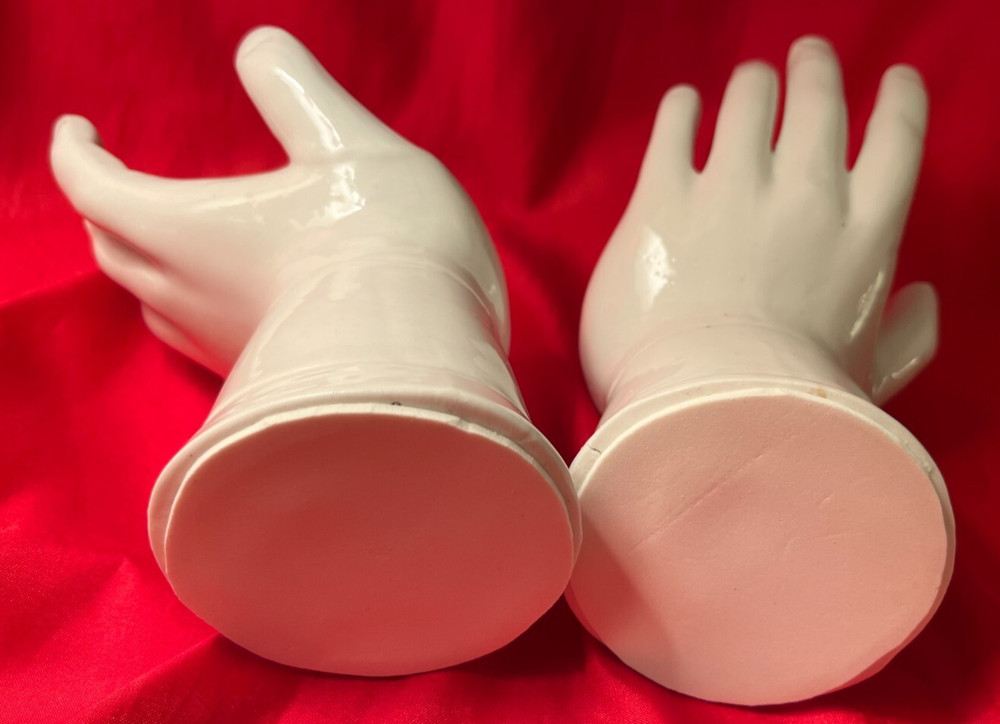 Two WHITE HANDS Bookends