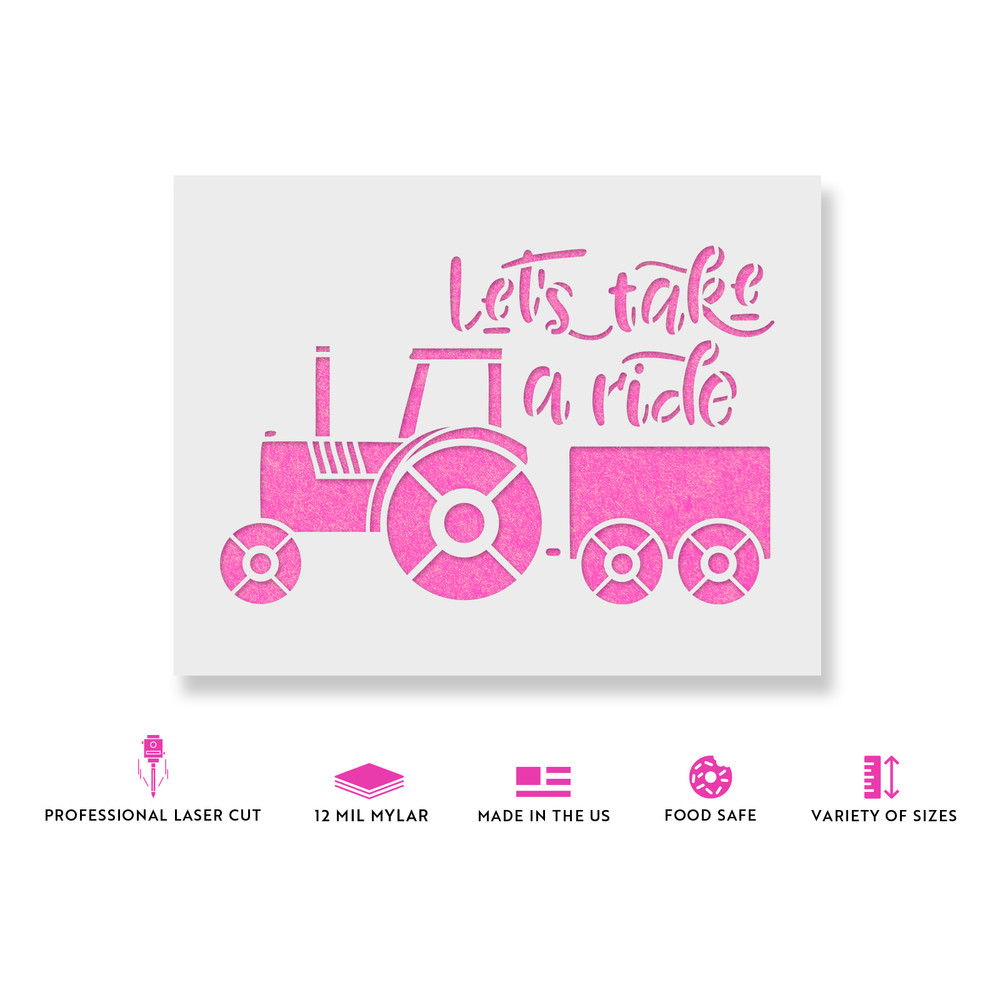 Tractor Ride Stencil - Durable & Reusable Mylar Stencils