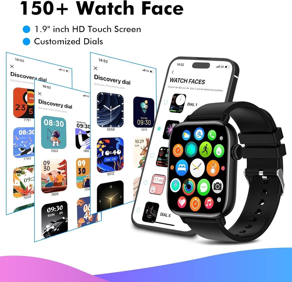 Smart Watch for Android iPhone, 1.9" Fitness Tracker with Answer/Make Calls