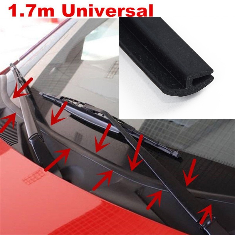 Car Front Windshield Panel Decorative Trim Rubber Strip Black Easy Installation