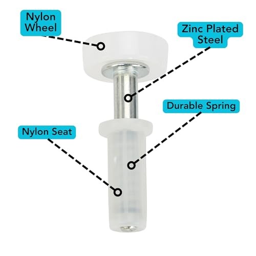 Spring-Loaded Bi-Fold Door Top Roller Guide Wheel, 4-Pack