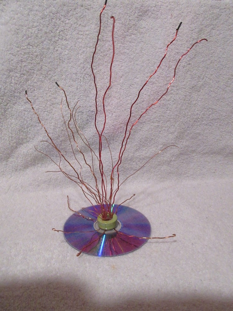 Handmade cooper tree -  Made with computer cooper wire and CD for stand