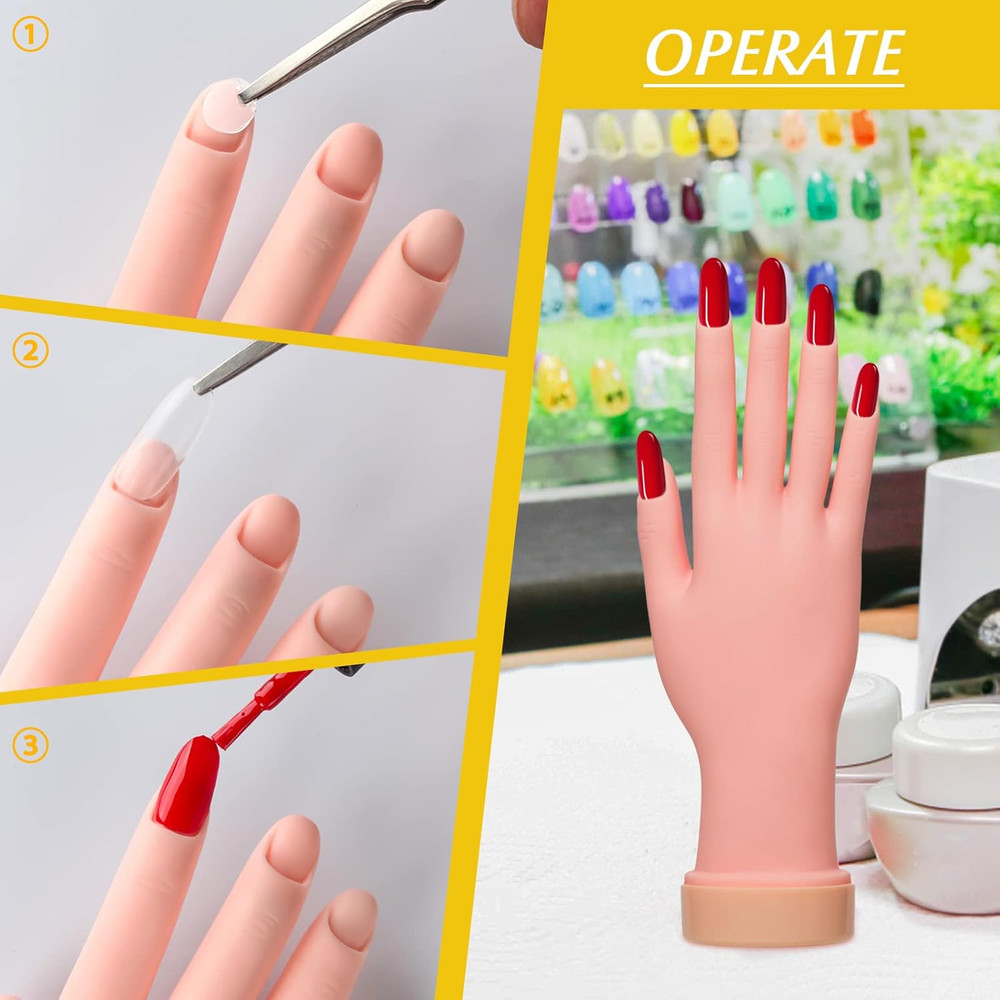 2 Pack Right Hands Practice Nail Tips Art Trainer Training Hand Tool Flexible Be