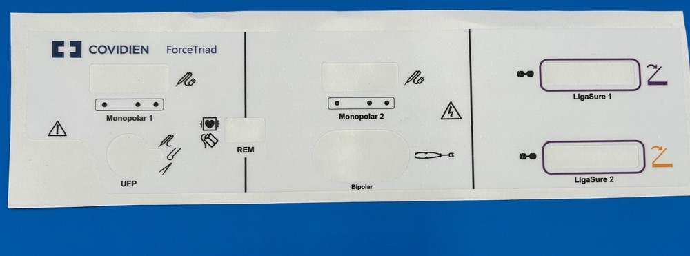 Covidien Force Triad Compatible Plastic Front Panel Overlay