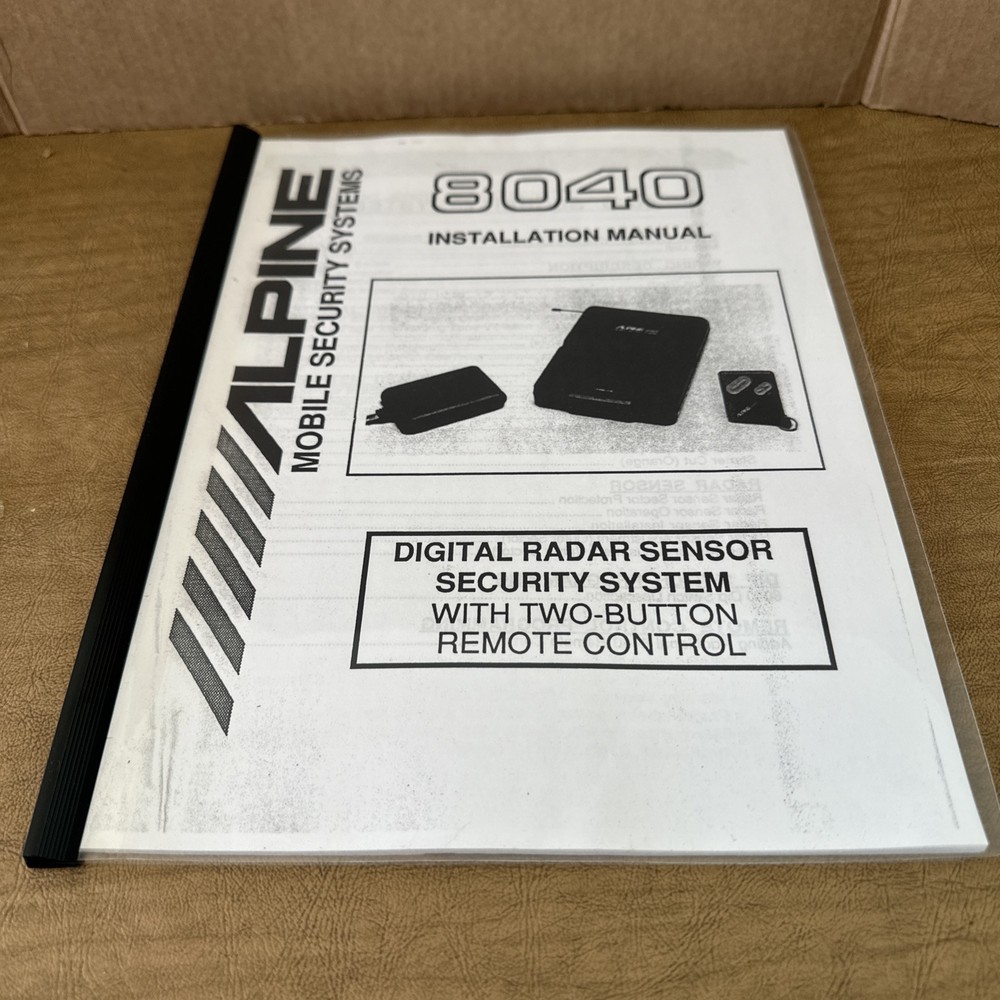ALPINE 8040 Radar Sensor Mobile Security System Alarm INSTALLATION MANUAL.   ISL