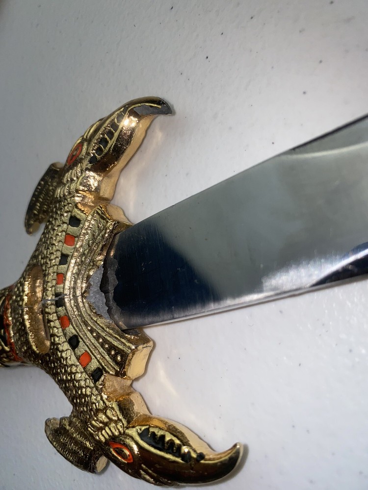 Decorative Dagger Heavy Gold Tone Handle (Needs TLC) 12” Blade