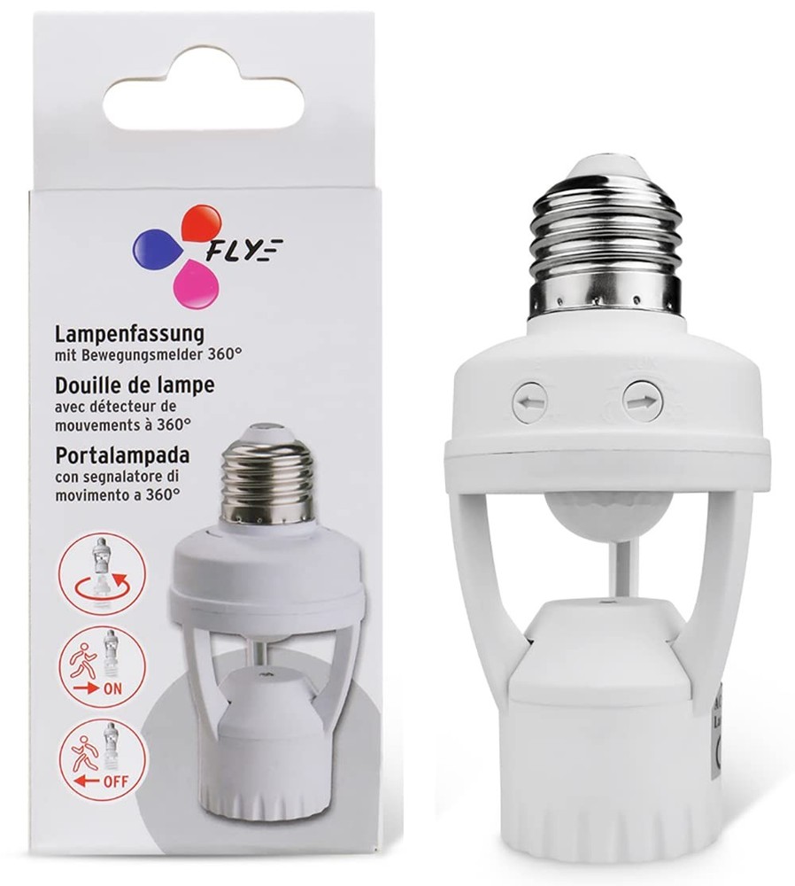 Motion Sensor Light Socket, Detector Screw Bulb Base Adapter, Standard E26/E2...