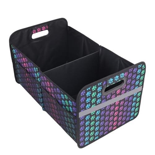 Car Trunk Organizer, Collapsible Multi-Compartment Auto Storage Box with Black