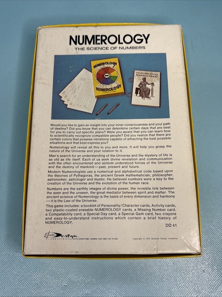 1973 Numerology Boxed Kit by Dynamic Design | Pythagoras Esoteric Metaphysics