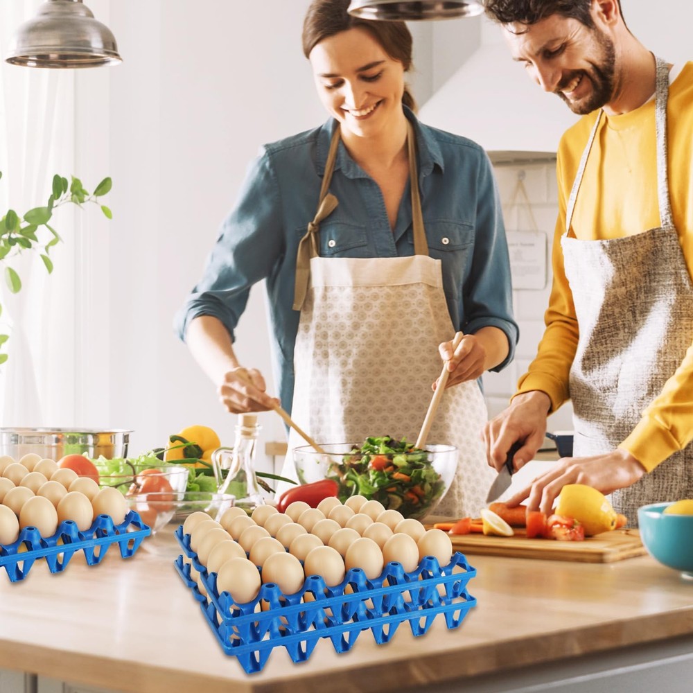 12PCS Plastic Egg Trays Egg Crates, Stackable Eggs Cartons Egg Flats, Each Ho...