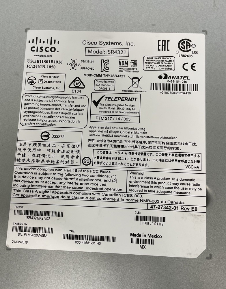 Cisco ISR4321 4300 SERIES Router