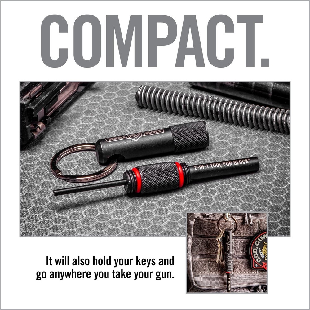 Real Avid 2-in-1 Tool for Glock Handguns, Includes Front Sight & Black