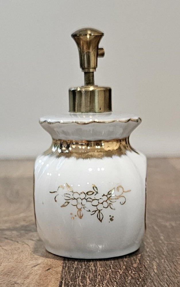 Vintage Floral Painted Ceramic Atomizer Perfume Bottle