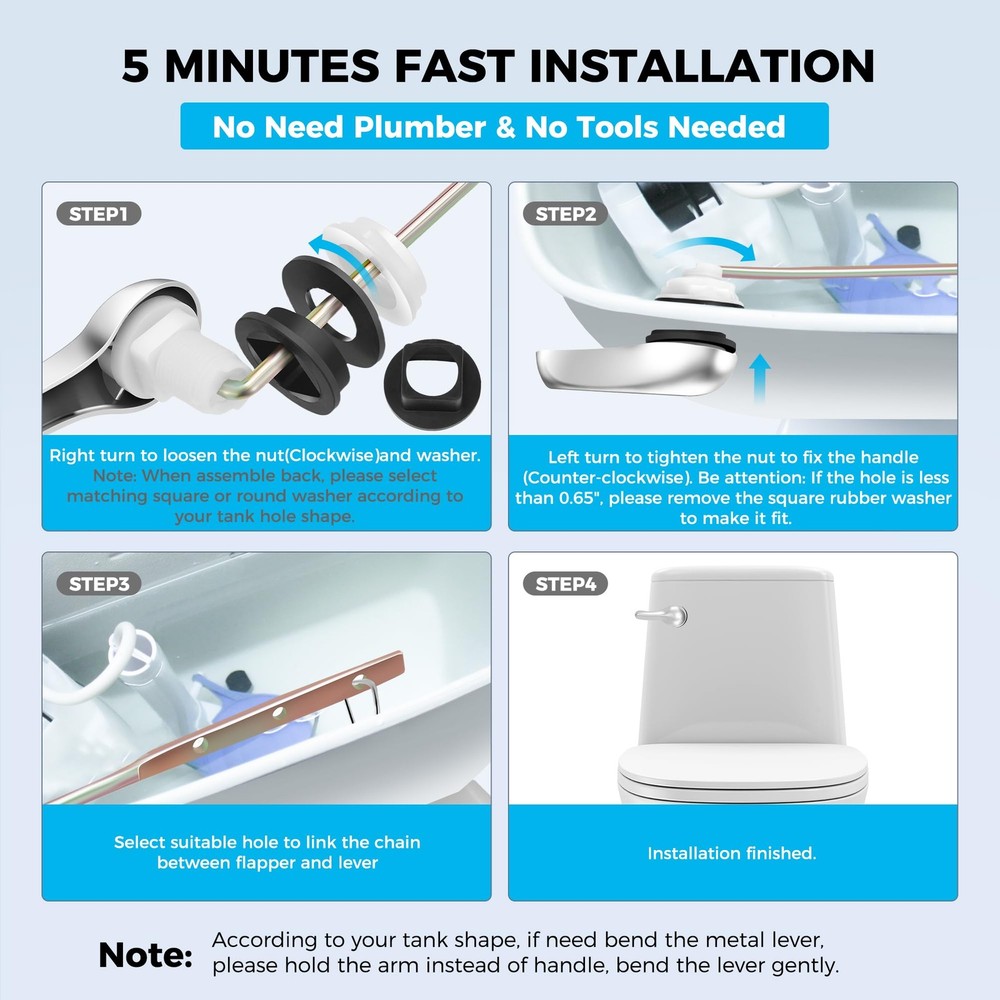 Yupjlia 2 Pack Toilet Handle Replacement Kit, Front Mount Toilet Flush Lever