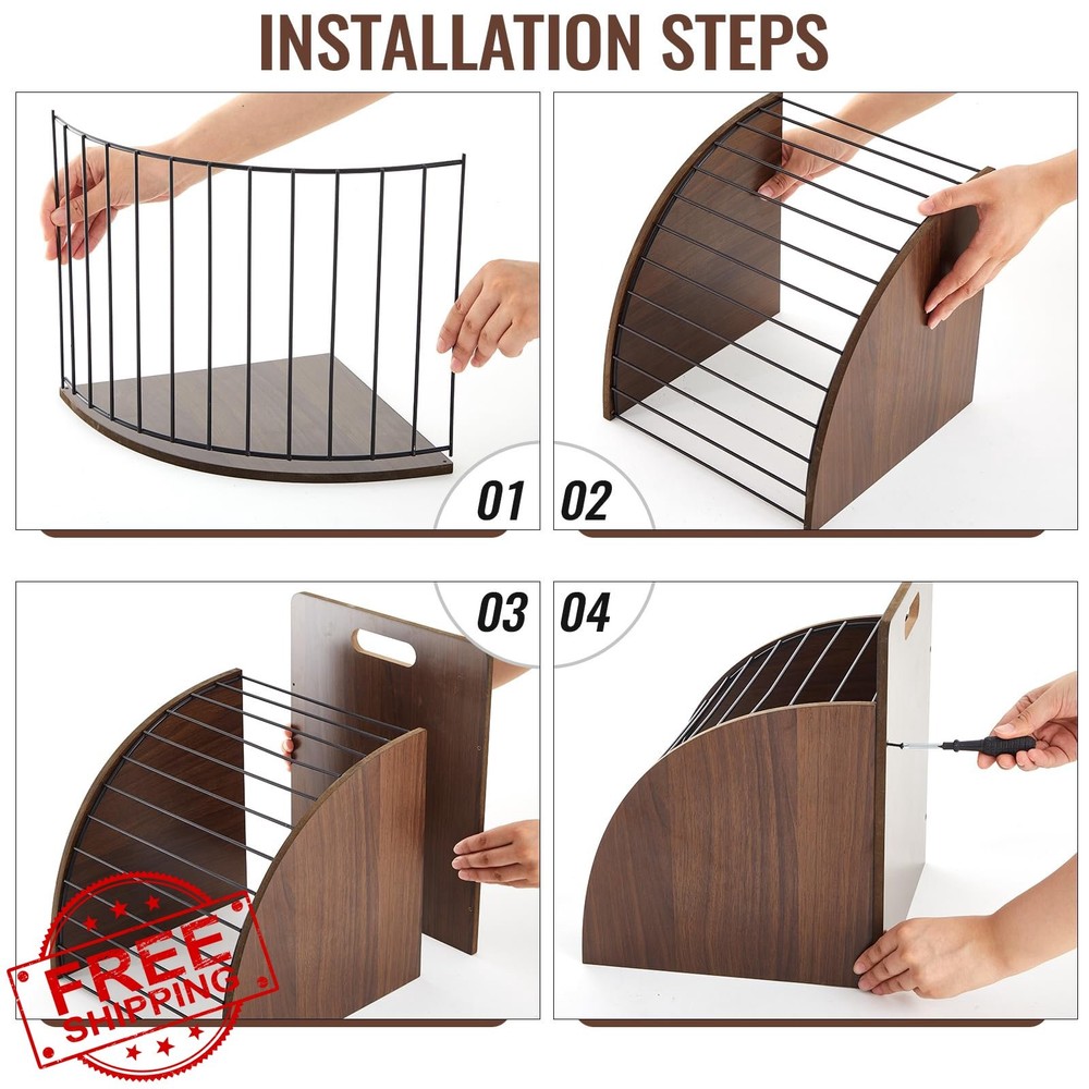 Walnut Clipboard Holder Storage Metal Rack Raised Side Panel