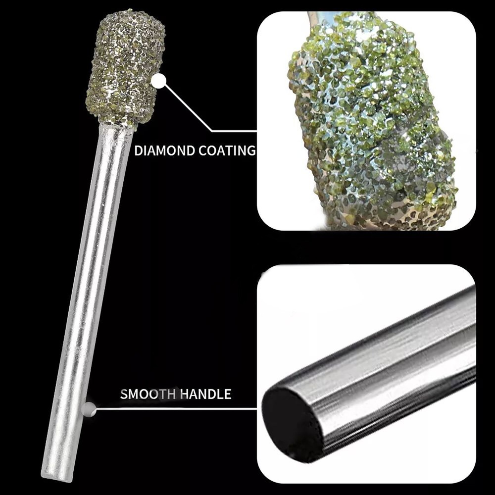 20pcs Diamond Grinding Burr Drill Bits 3mm Grinding Diameter For Rotary Tool