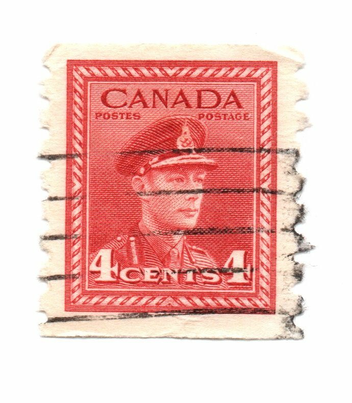 Canada ~ #267 ~ 4c George VI - War Issue Coil ~ Used Stamp