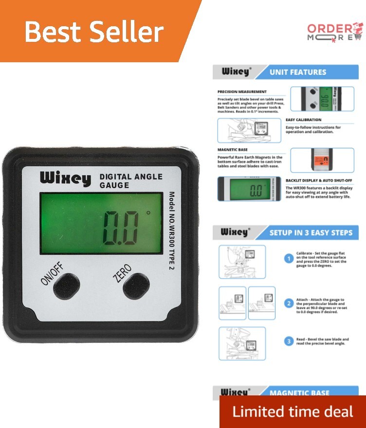 Versatile 180° Digital Angle Finder with Magnetic Base - Woodworking Essential