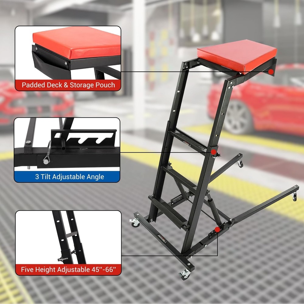 400LBS Foldable Topside Automotive Engine Creeper with 48"-66" Adjustable Height