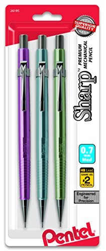Pentel Sharp Mechanical Pencil (0.7mm) Metallic Barrels, Assorted Colors