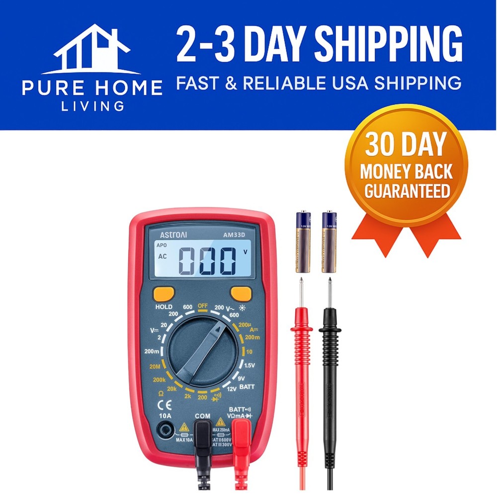 Versatile Battery-Powered Digital Multimeter with LCD Backlight for Safe Testing