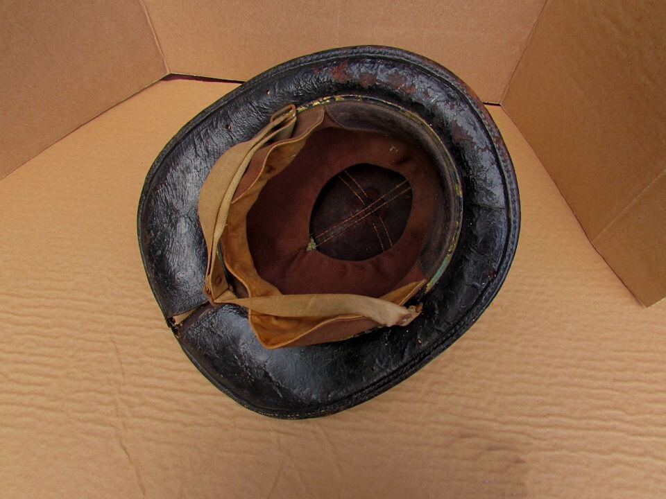 Vintage Cairns Leather Fire Hat Helmet