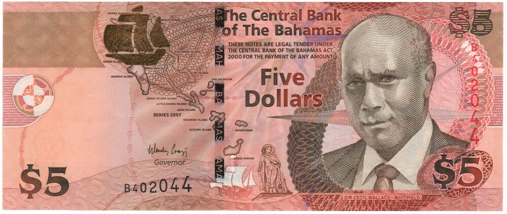 Bahamas 5 Dollars 2007 UNC (P72a)