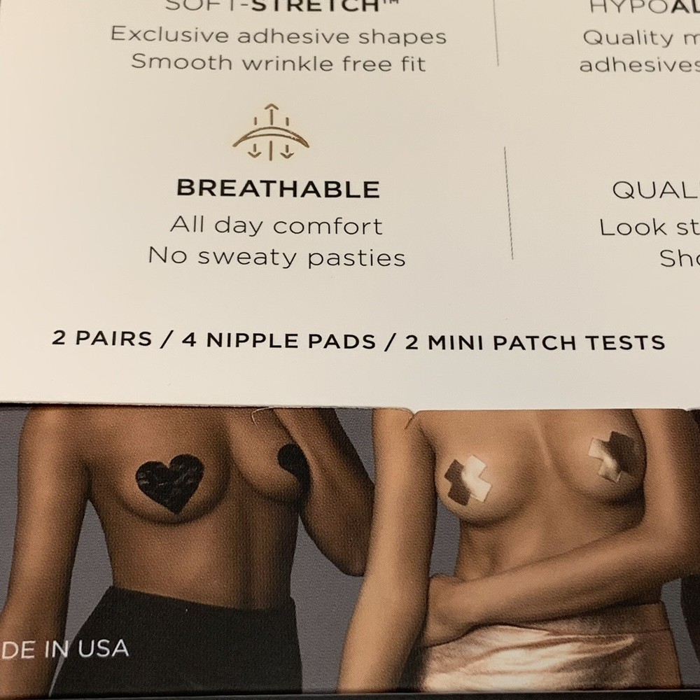 B-Six Nippies Basic Heart Pasties 3-Pack - Women's #BASIC-HEARTS Size C NWT