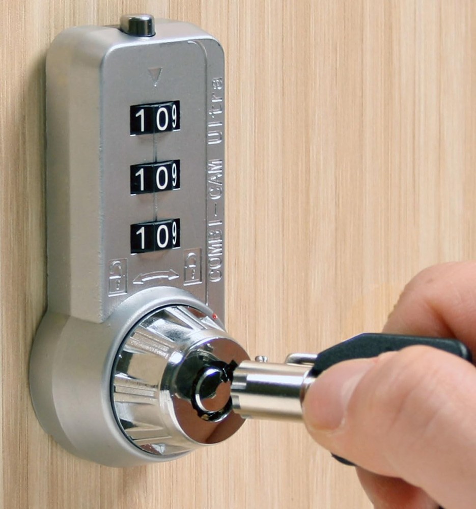 3 Dial Combination Cam Lock w/MK Override Key, 7/8"
