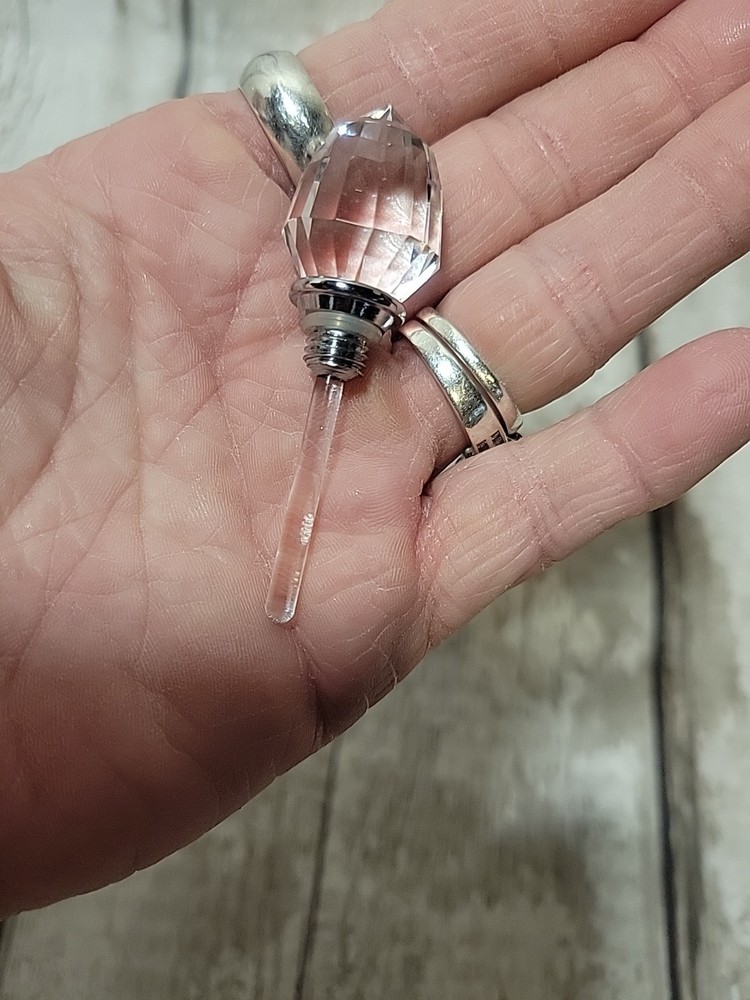 Crystal Perfume Bottle , Diamond Cut, Silver Tone Hardware Vanity NEW