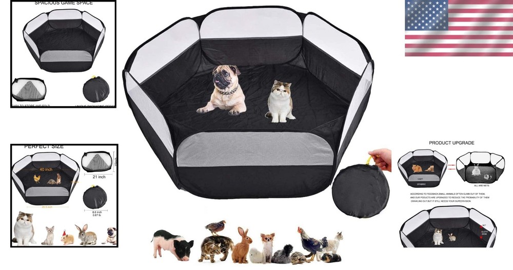 Lightweight Waterproof Pet Playpen - Fun & Secure Space for Small Animals