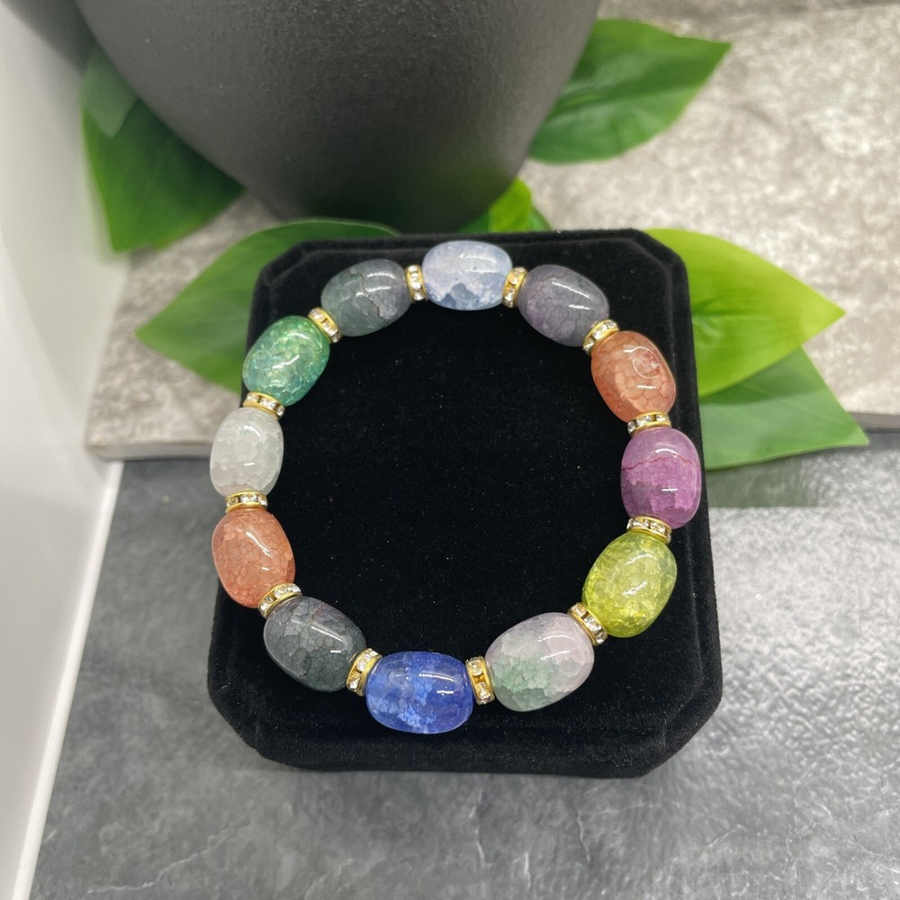 Handmade Beaded Stackable 6.25” Plus Stretch Bracelet New Chakra A1661