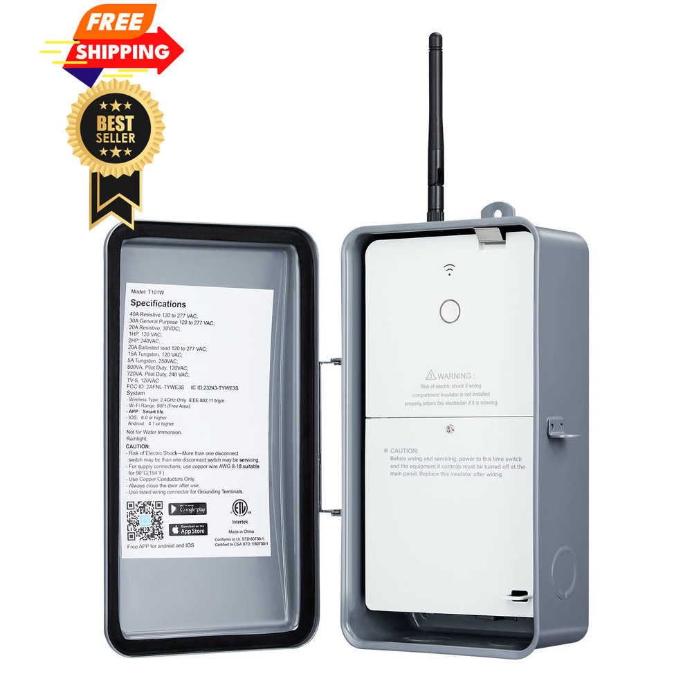 SURAIELEC Pool Timer, WiFi Smart Pump 120, 120-277VAC 1-2HP, Gray