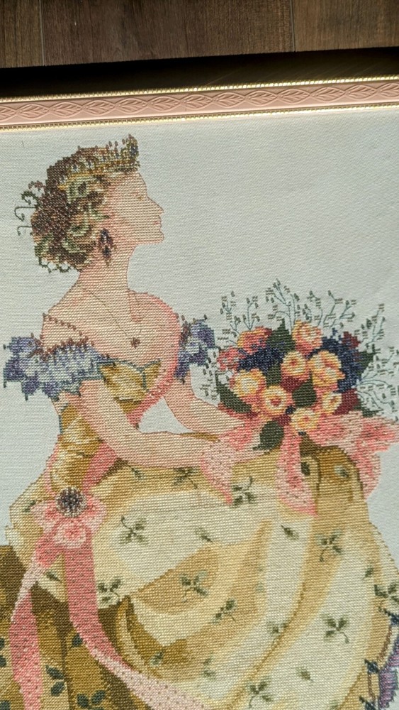 Mirabilia Discontinued SPRING QUEEN Framed Completed Cross Stitch