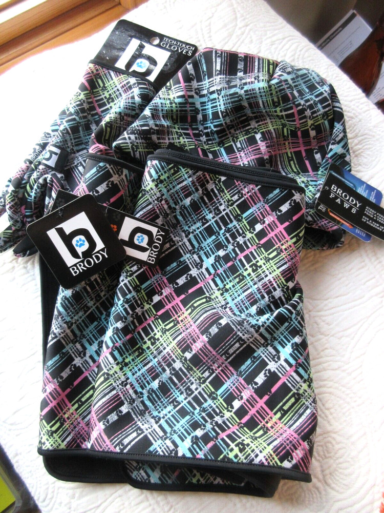 BRODY PAWS NWT HAT GLOVES SCARF MATCHING SET TECH-TOUCH TECH-HIDE DOUBLE LAYER#1