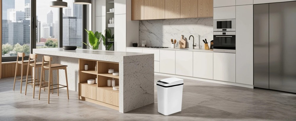 2 Pack 12L Bathroom Automatic Trash Cans Touchless Motion Sensor Slim with Lid