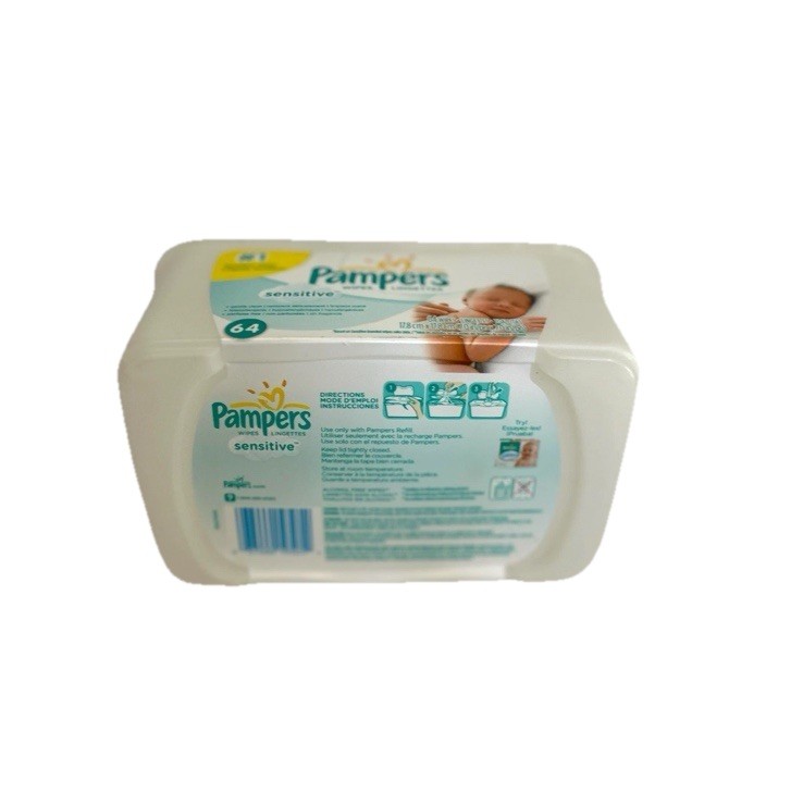 Pampers Sensitive Baby Wipes Plastic Pop Up Refillable Container 64 Count EMPTY