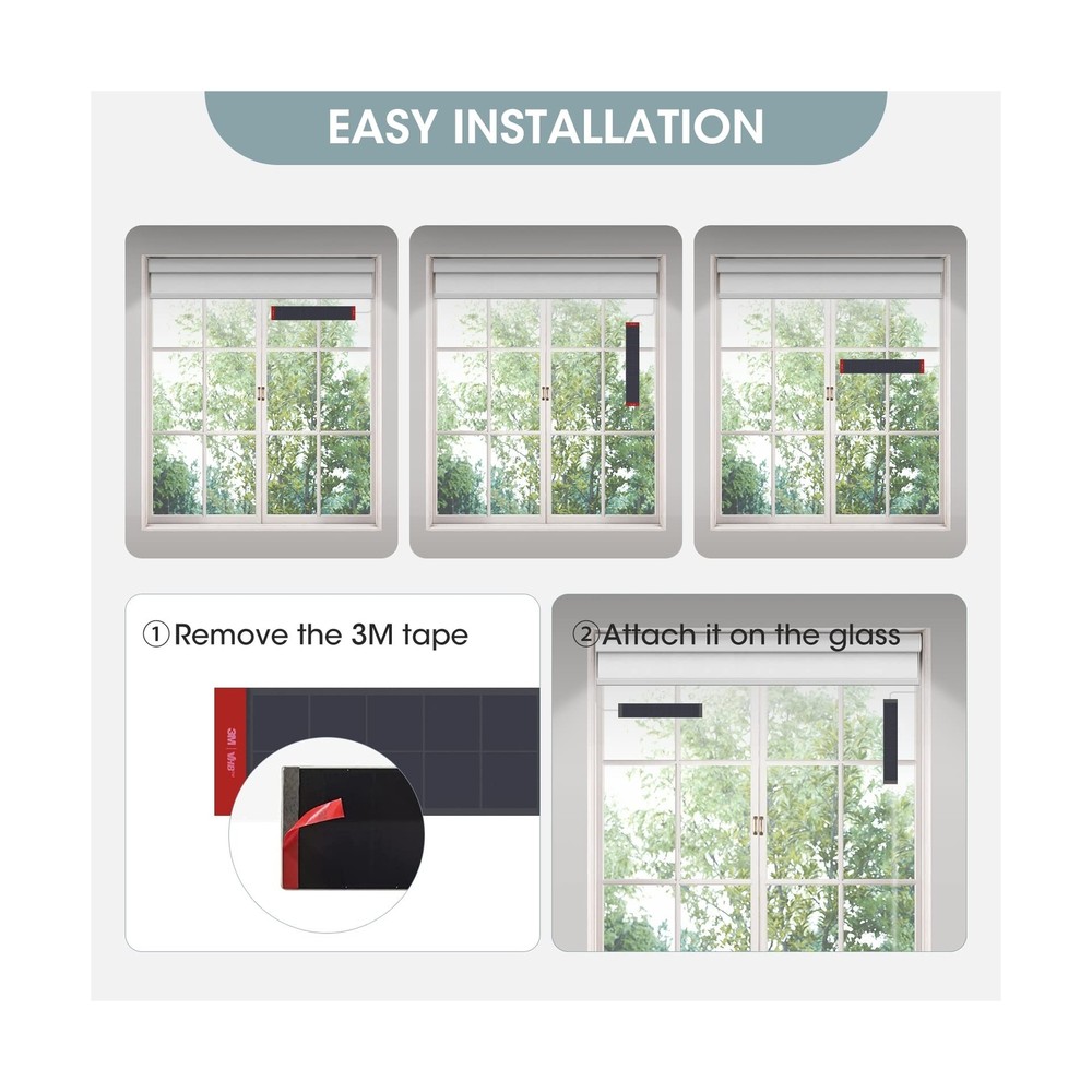 Solar Panel Mobile Power USB-C Plug Mounted on Windows, Charger for Roller Sh...