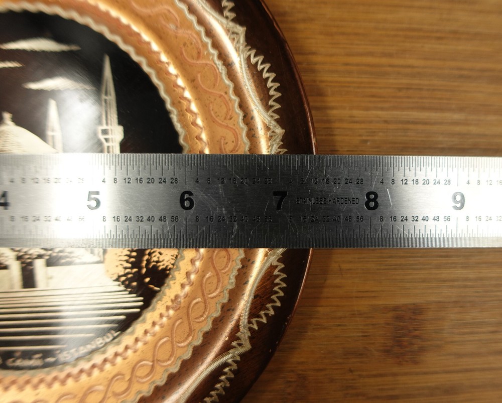 2 Decorative Etched Copper Wall Plates 7 3/8''