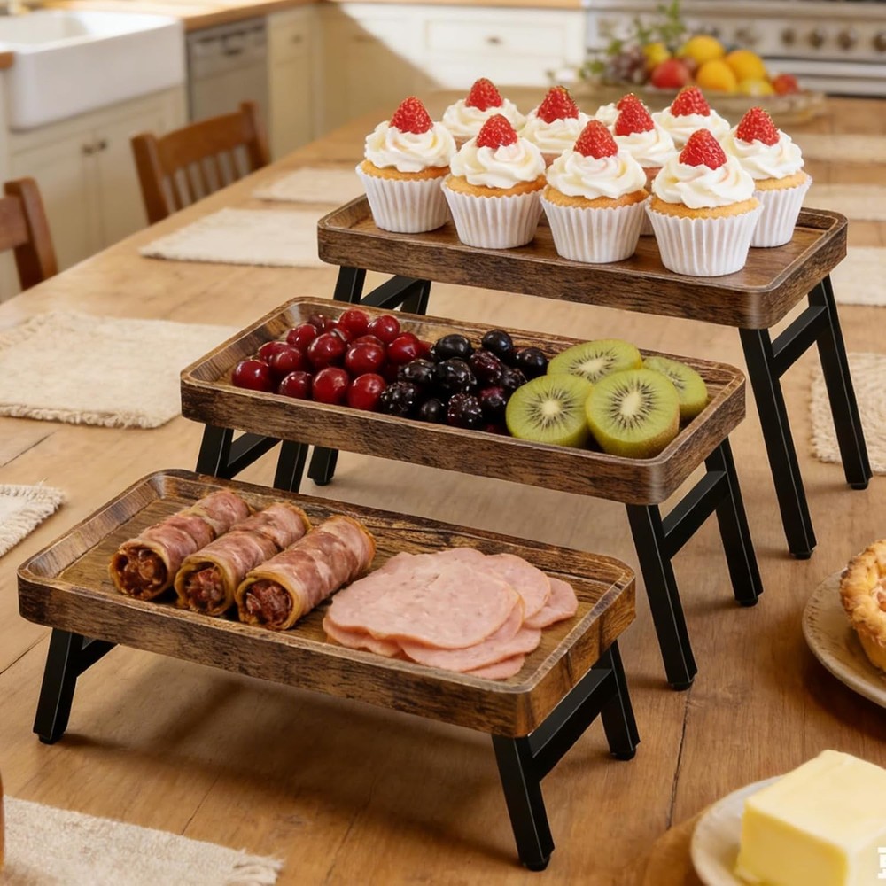 Stunning 3-Tier Party Serving Stand - Rustic Solution for Cupcake Displays