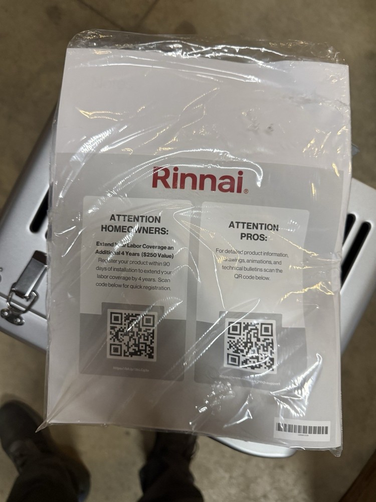 SEE NOTES Rinnai RE160iN Indoor Tankless Water Heater Natural Gas 160K BTU