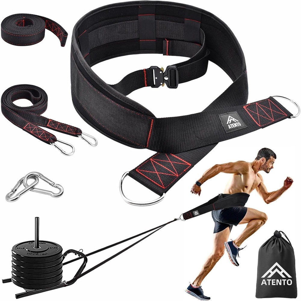 Adjustable sled pulling belt with straps hooks for strength training