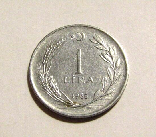 Turkey 1968 1 Lira Coin