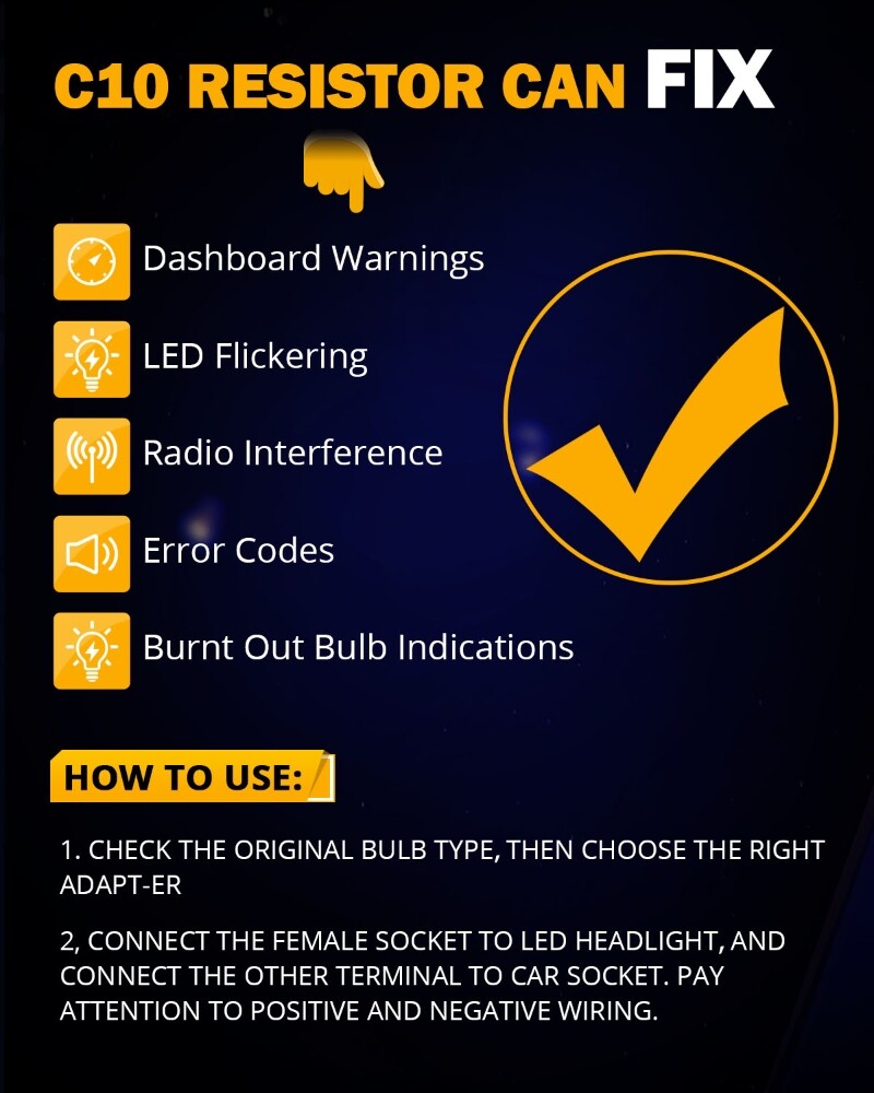 Pair H4 9003 LED Headlight Canbus Load Resistor Decoder Error Free Anti Flicker