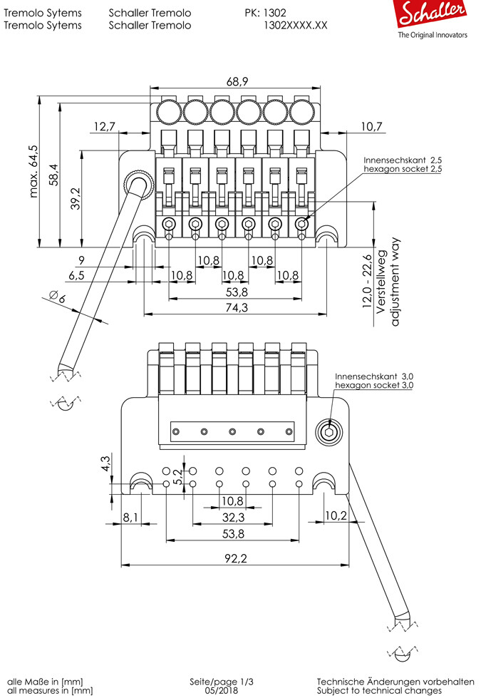 Schaller Tremolo 6-string Block37 R3