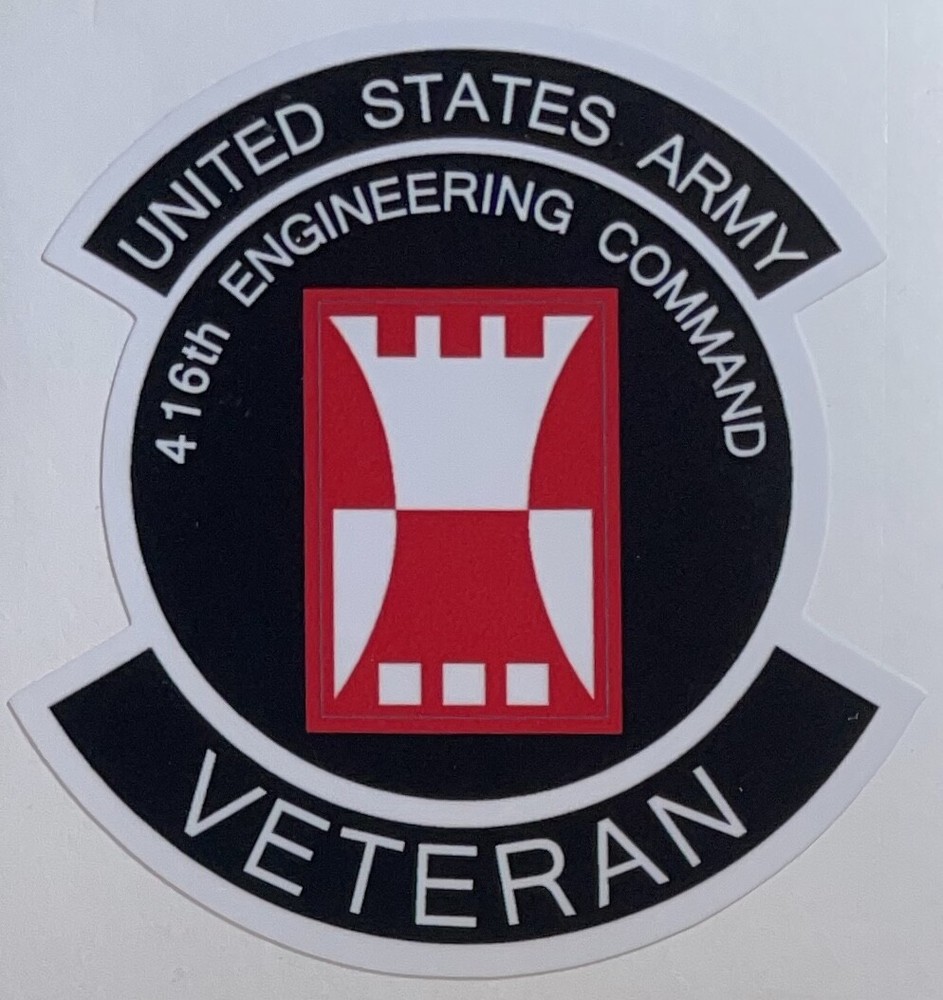 US Army 416th Engineering Command Veteran Sticker Waterproof New D88