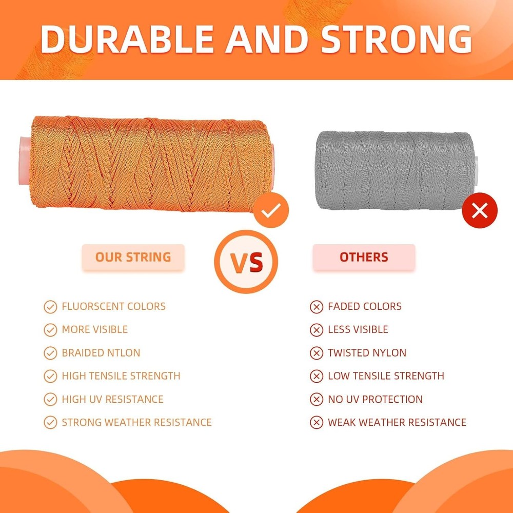 Romeda Mason Line #18, 500 Ft Orange String, Construction Twine for