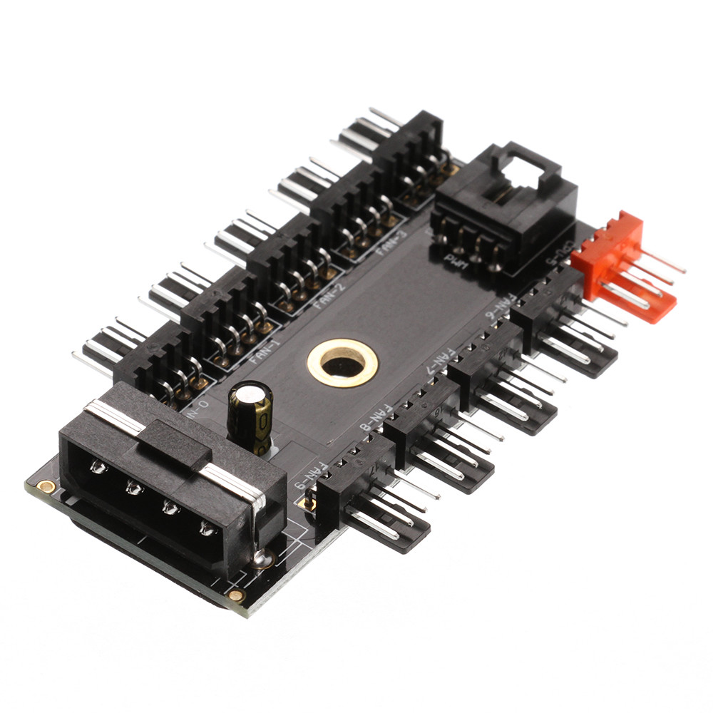 10 Way PCI Cooler Cooling Fan Speed Controller Hub 4/3pin Power Socket