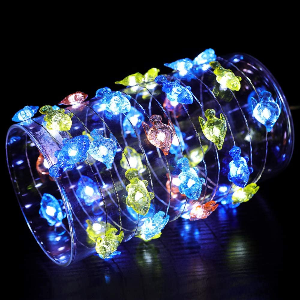18.7Ft 40LED Tropical Fish String Light Cool White with Remote Control and Timer